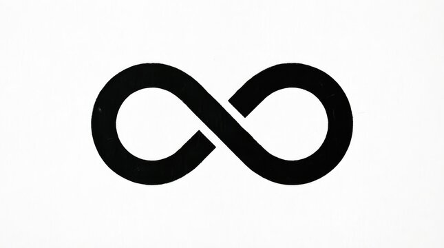 Infinite Loop Symbol: A stark black infinity symbol against a plain white background, representing concepts of eternity, limitless potential, and endless possibility.