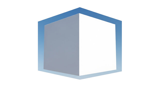 Blue isometric cube with gradient shading on white background