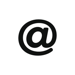 Obraz premium Black At Symbol Icon Isolated on White Background, Email Sign, Internet Communication Symbol, Digital Contact Icon Vector Illustration