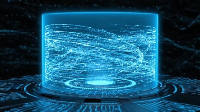 Abstract digital data stream thumbnail with glowing futuristic waves representing big data, cloud computing, artificial intelligence, and cyber technology.