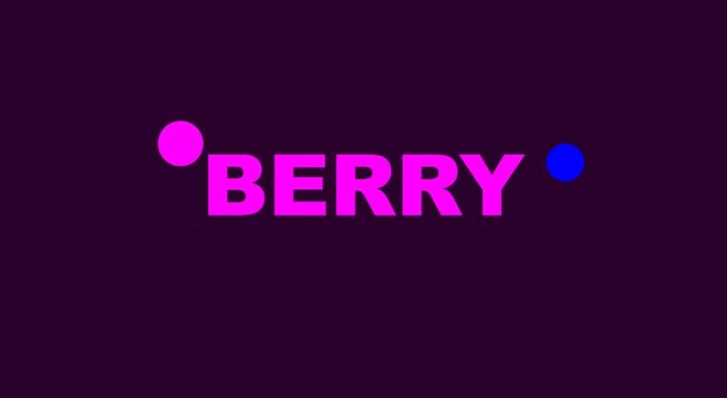 Berry typography motion with dynamic bouncing colorful spheres animation