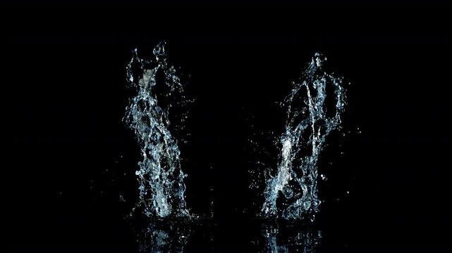 Super Slow Motion Shot of Water Splash Isolated on Black Background at 1000fps.