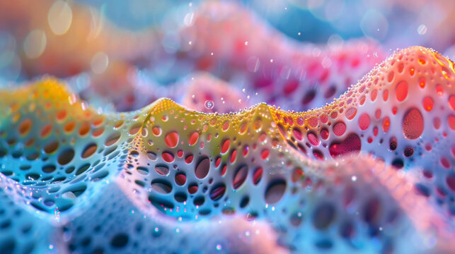 A highcontrast detailed image of a cross section of a polymer matrix with tiny magnetic particles visible throughout. This composite material is an example of smart materials