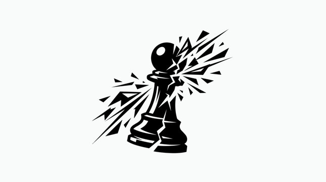 A black chess pawn exploding dynamically.
