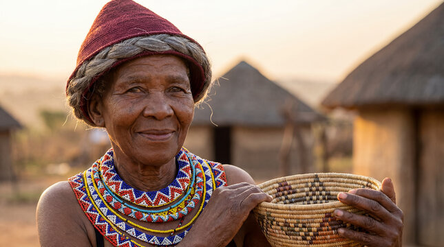 South African Zulu elder woman traditional portrait beaded necklace cultural heritage indigenous wisdom matriarch ancestral identity pride authentic ethnic dignified ceremonial South Africa respected