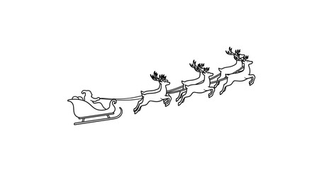 Santa's sleigh ride with reindeer in flight on a white background for christmas © Pabitra