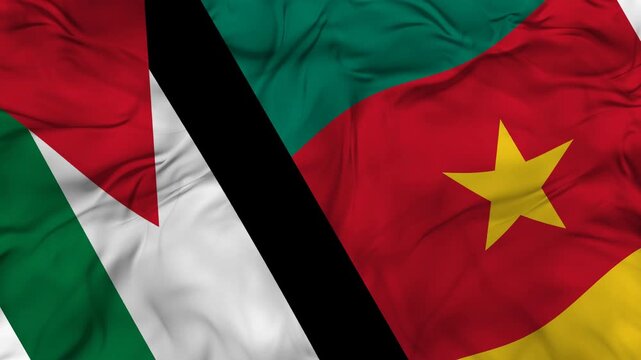 Jordan vs Cameroon flag animation seamless loop close-up. 4K