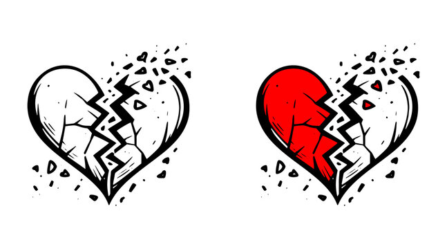 Broken Heart Icon Set &ndash; Love Failure and Emotional Vector Design