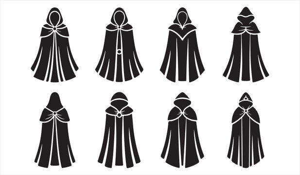 Medieval robed figures and dark fantasy costume artwork set