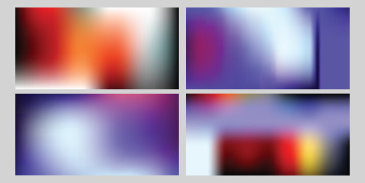 Set of four abstract colorful mesh gradient backgrounds for digital design and web layouts with gradient