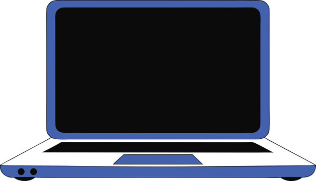 Blue laptop computer icon illustration Vector