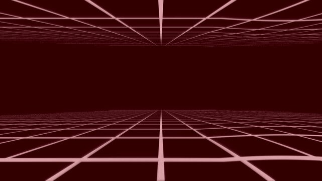 Retro futuristic perspective grid landscape with cinematic digital motion
