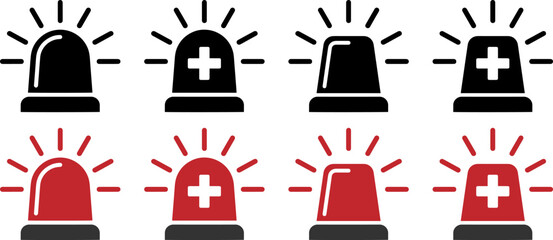 Set of emergency siren icons, medical and police alarm lights © MOHAMMAD RABBI