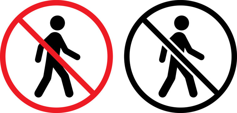 No pedestrian signs isolated on white background