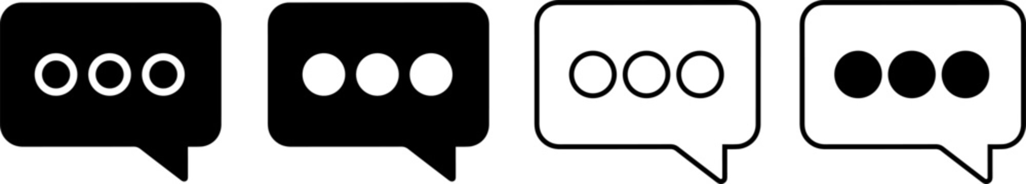 Set of four speech bubble icons with ellipsis