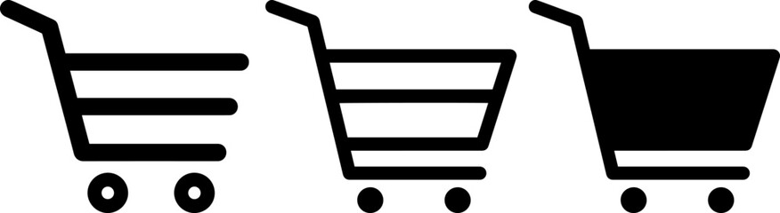 Set of three shopping cart icons with different styles © MOHAMMAD RABBI