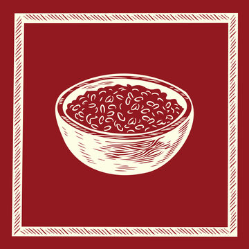 traditional arroz doce rice pudding, creamy brazilian sweet dessert, rustic food illustration, festa junina social media banner menu asset