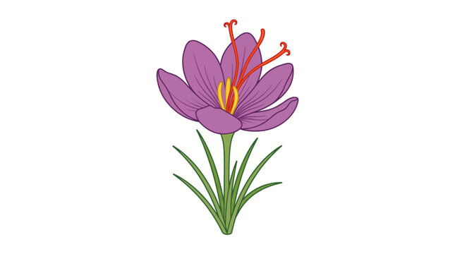 saffron crocus isolated on white background
