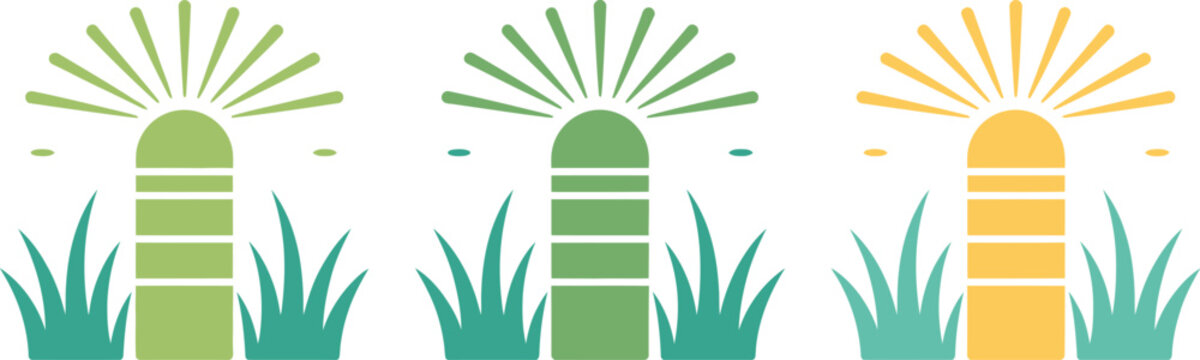 Irrigation sprinklers, watering plants vector lawn sprinkler icon for automatic irrigation system agriculture garden landscape watering design concept use