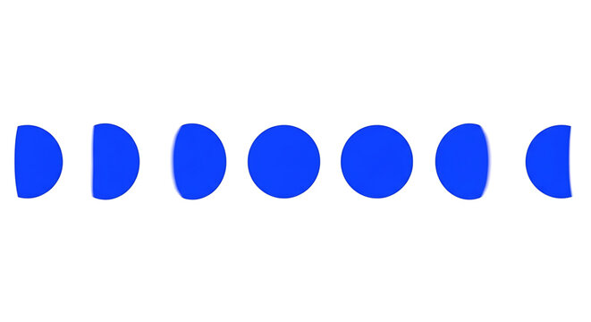 Phases of the moon cycle, blue celestial bodies