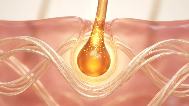 3D Hair Follicle Serum Oil Drop Nourishing Root Scalp Beauty Treatment Science Animation