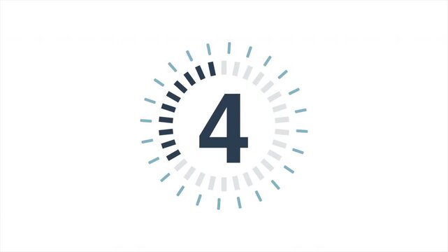 Modern 5 Second Countdown Timer, Circular Progress Indicator, Minimalist Motion Graphic, Video Intro, Loading Screen, Digital Clock Element 4k video