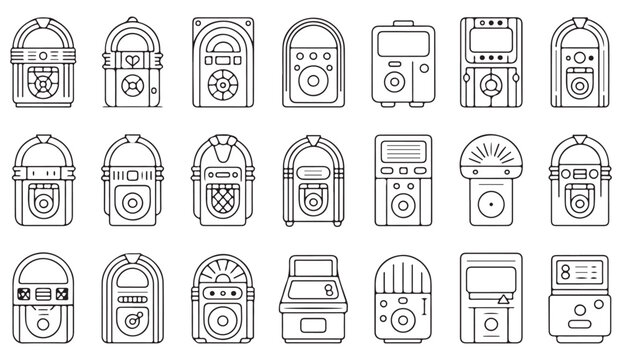 Antique Music Machine and Audio Player Collection for Nostalgic Concept