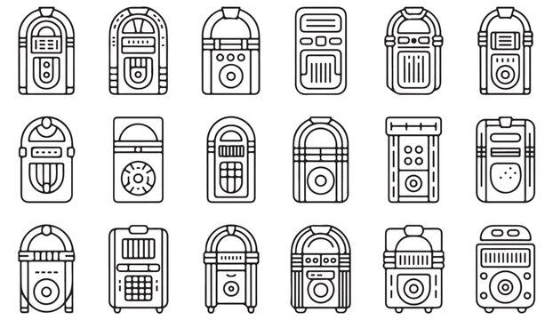 Nostalgic Music Machine Collection for Classic Audio Design Concept