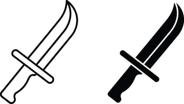 Black and white crossed scimitar swords icon Vector