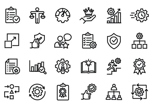 Best practices icon set. Editable line icons. Vector illustration.