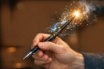 Fototapeta premium A person holds a lit sparkler in their hand, ready for a celebration