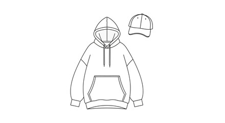 Hoodie and Cap Illustration Design. © za