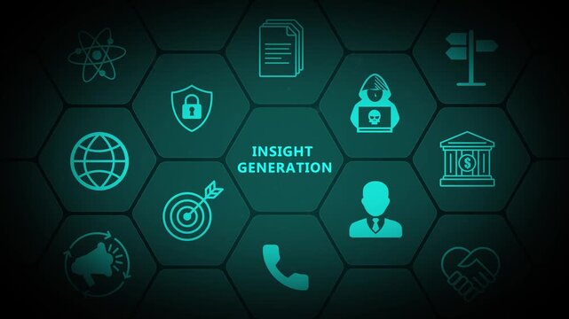 Insight Generation Interface with Futuristic Business Intelligence Icons and Interactive Digital Analytics Display 4k animation video