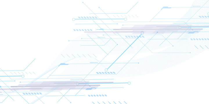 Abstract futuristic digital network lines and nodes on a white background technology