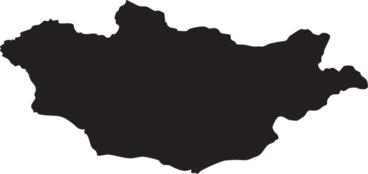 Mongolia map silhouette a black vector outline shape for national identity and travel concepts isolated on a white background
