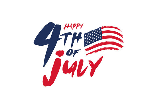 Happy 4th of July typography design with american flag  vector illustration.