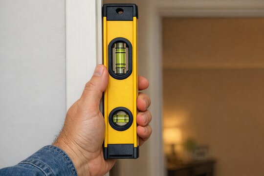 A person holding a level in their hand