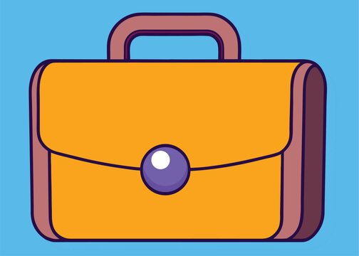 Bright Cartoon Briefcase Icon in 3D Render Style with Exaggerated Proportions and Glossy Modern Look