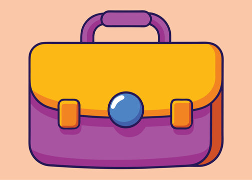 Cute 3D Briefcase Illustration with Thick Outlines Soft Shadows and Colorful Cartoon Office Icon Style
