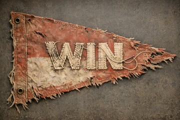 Naklejka premium A piece of cloth with the motivational phrase 'win' printed on it, great for motivational and sports-themed images