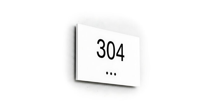 Minimalist white with number 304 and ellipsis