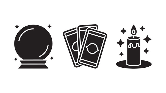 Fortune Telling Concept With Crystal Ball Tarot Cards And Candle On White Background For Mystic Spirituality And Divination Ideas