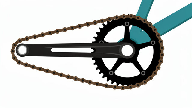 Bicycle chain gear close-up with chainring and sprocket in detailed view for cycling enthusiasts