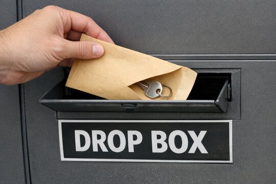 A person placing a Dropbox package into a mailbox, perfect for business or personal use