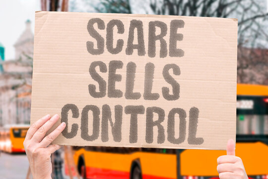 "Scare Sells Control" Fear-based media serves both profit and political dominance. MANUFACTURED. FEAR. MEDIA. CONTROL. PROFIT.