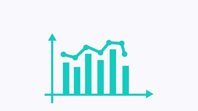 Business graph bar chart with trend line animation