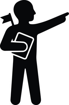 Silhouette vector of a scout leader pointing forward design