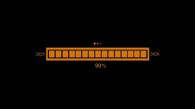 Minimalist progress bar between 2025 and 2026 animation