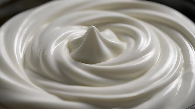 Closeup Swirls of Creamy White Meringue Texture.