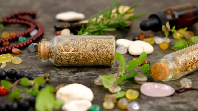 Stones, crystals, and accessories Selective focus Nature.